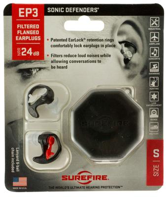 SUREFIRE SONIC DFNDR SM BLK 1 PAIR